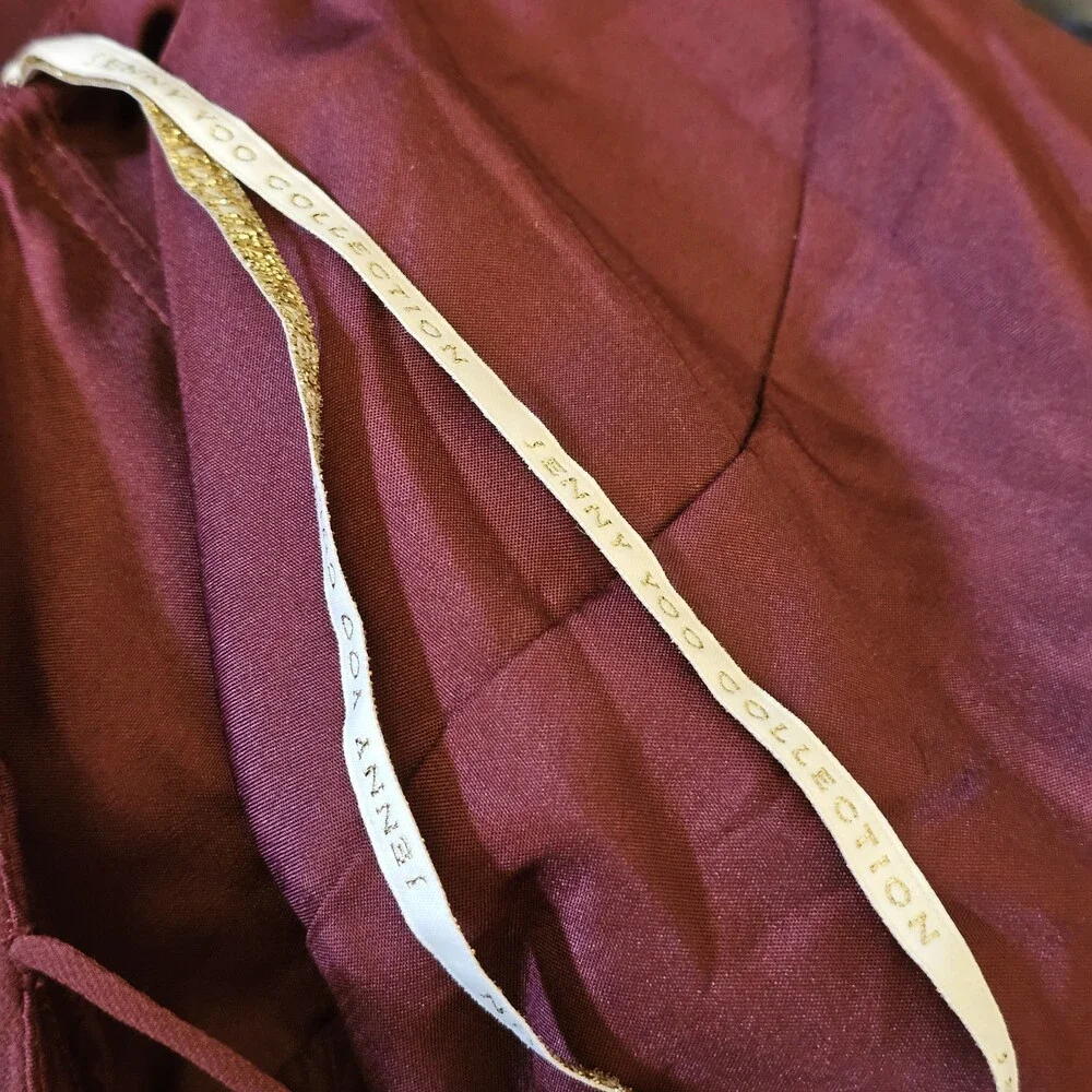 Jenny Yoo Farrah Burgundy Chiffon Bridesmaid Gown Ruffle Maxi Formal Dress 0 - Picture 8 of 9